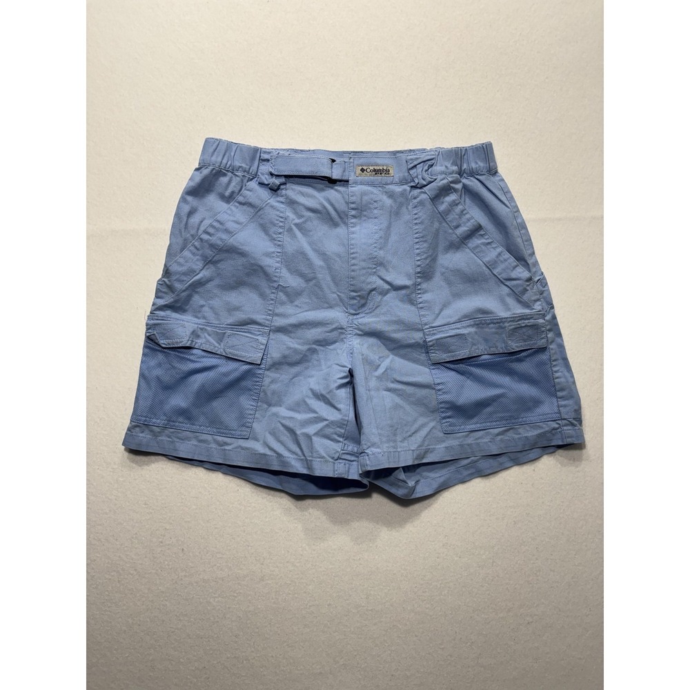 Columbia Cargo Shorts Mens Medium Blue PFG Mesh Fishing Outdoor Relaxed Fit
